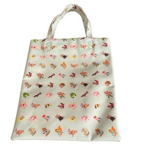 Paperchase 2 Handle Small Tote Bag Purse Animal Caricatures Monkey Parrot Birds